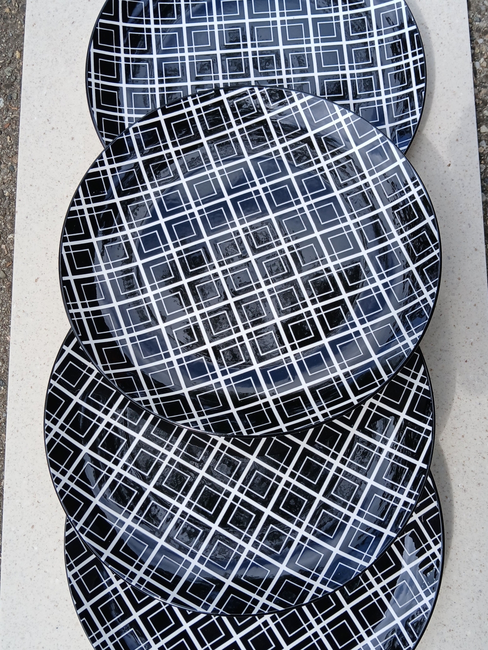 Dover & York Black & White Geometric Dinner Plates - Set of 4 Discontinued